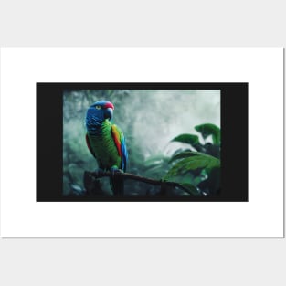 Parrot in a Rainy Jungle Posters and Art